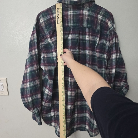 American Eagle Vintage Y2K Purple Green Plaid Flannel Shirt Men’s Size XL - Picture 8 of 8